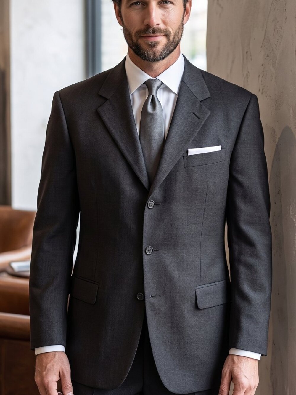 Giorgio Cosani Sport Coat Jacket Blazer Size 46L Gray Italy Working Cuffs